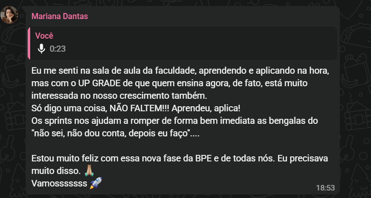 Depoimento de Mariana Dantas sobre aprender e aplicar na hora