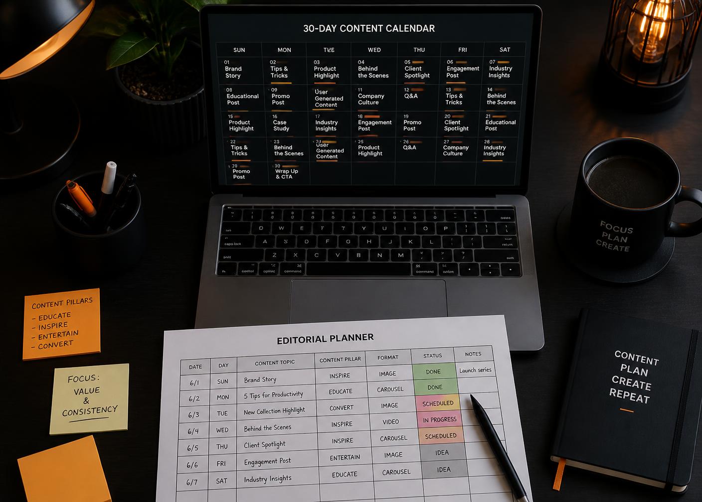 Mesa de trabalho com planilha de pipeline de vendas e anotações de scripts